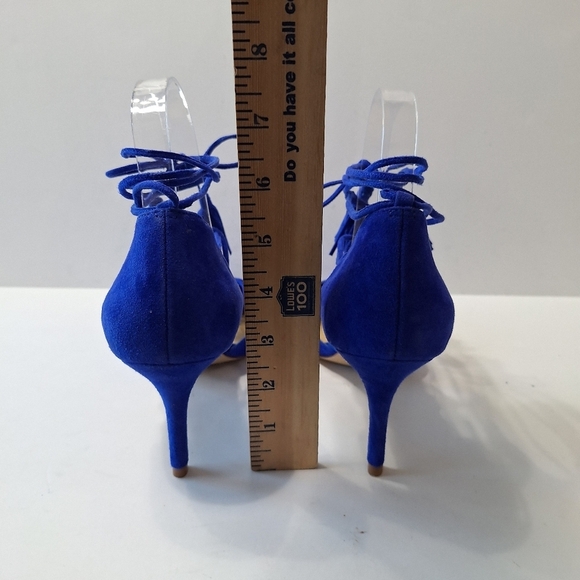 Marc Fisher NWOB Blue Preppy Retro Suede Pointed Toe Strappy Lace Up Heels Sz.8 - Picture 8 of 11